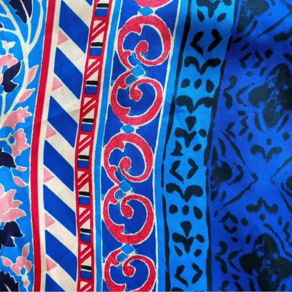 π¦ ZARA BOHO BLUE MULTI TRIBAL SATIN WIDE LEG HIGH WAIST PANTS! - Picture 11 of 16